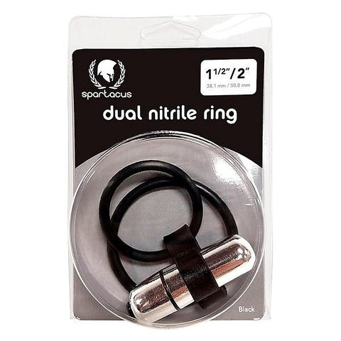 Vibrating Dual Nitrile C Ring with Bullet - Vibrating Cock Rings