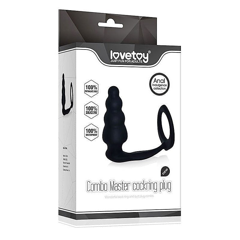 Combo Master Cockring Plug by Lovetoy - Stretchy Cock Rings
