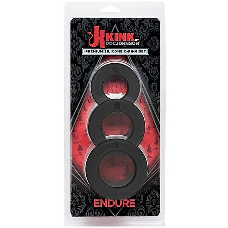 Kink Endure Silicone C-Ring Set by Doc Johnson - Stretchy Cock Rings