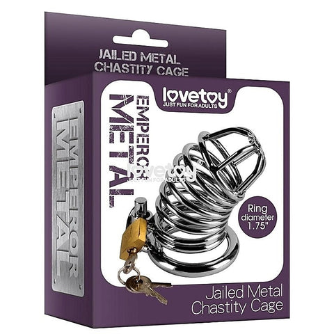 Premium Jailed Metal Chastity Cage by Lovetoy - Male Chastity
