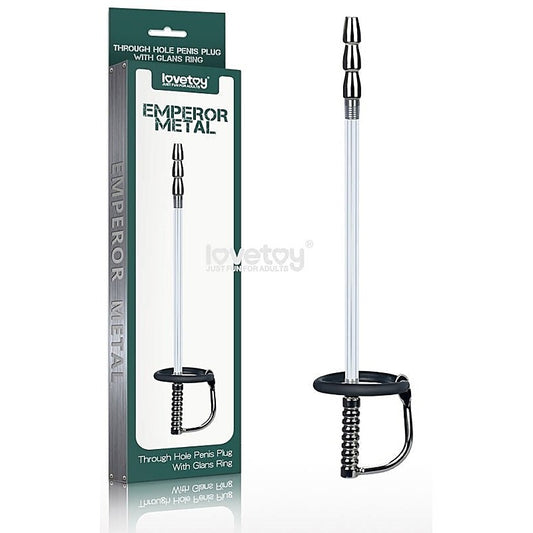 Emperor Metal Through Hole Penis Plug with Glans Ring - Penis Plugs