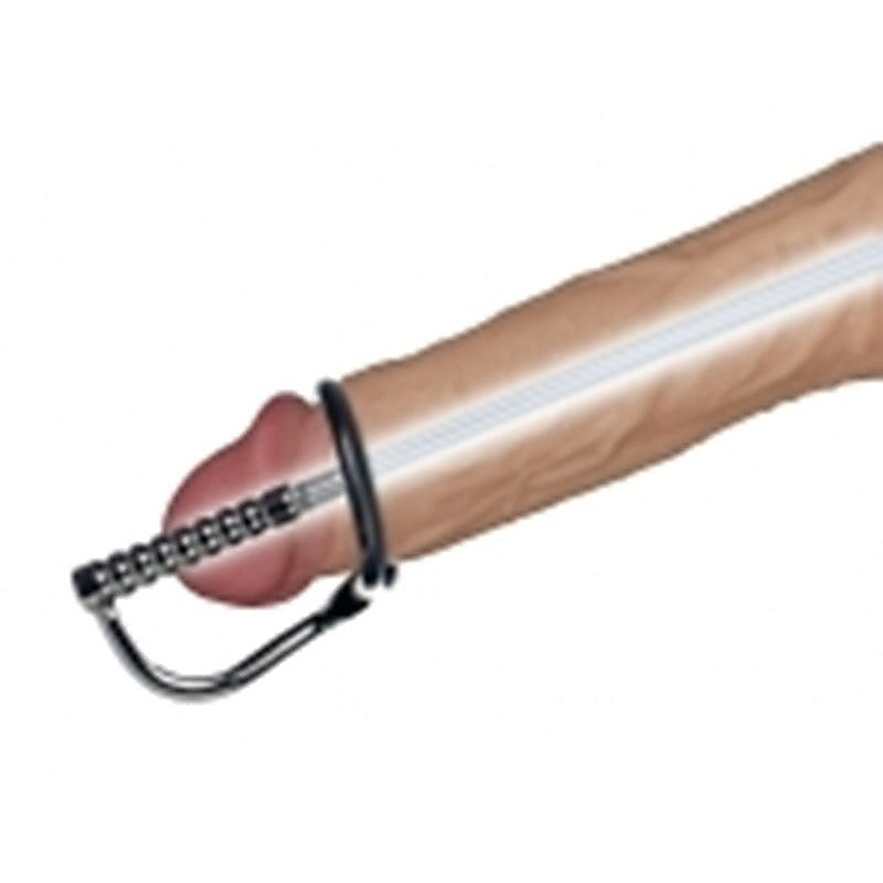 Emperor Metal Through Hole Penis Plug with Glans Ring - Penis Plugs