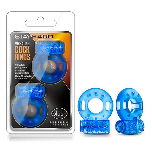 Stay Hard Vibrating Cock Rings 2 Pack Blue