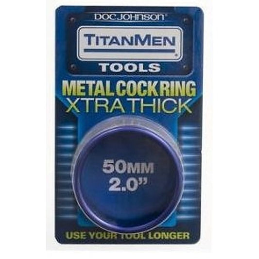 TitanMen Tools Xtra Thick Metal Cock Ring 50mm Blue