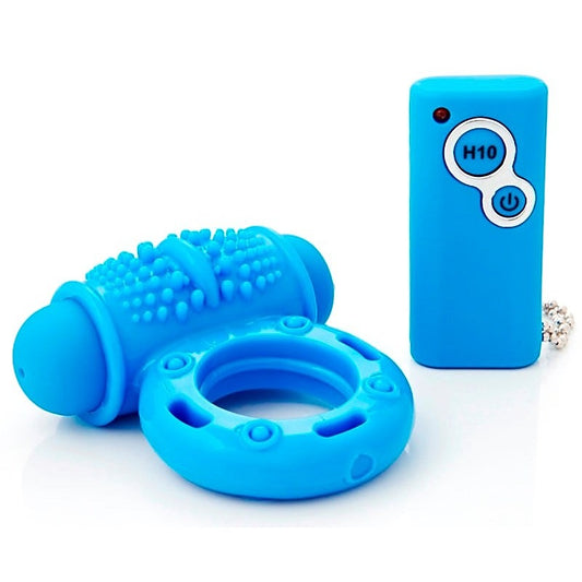 Nu Sensuelle 10 Function Remote Control Wireless Cockring Blue - Cock Rings