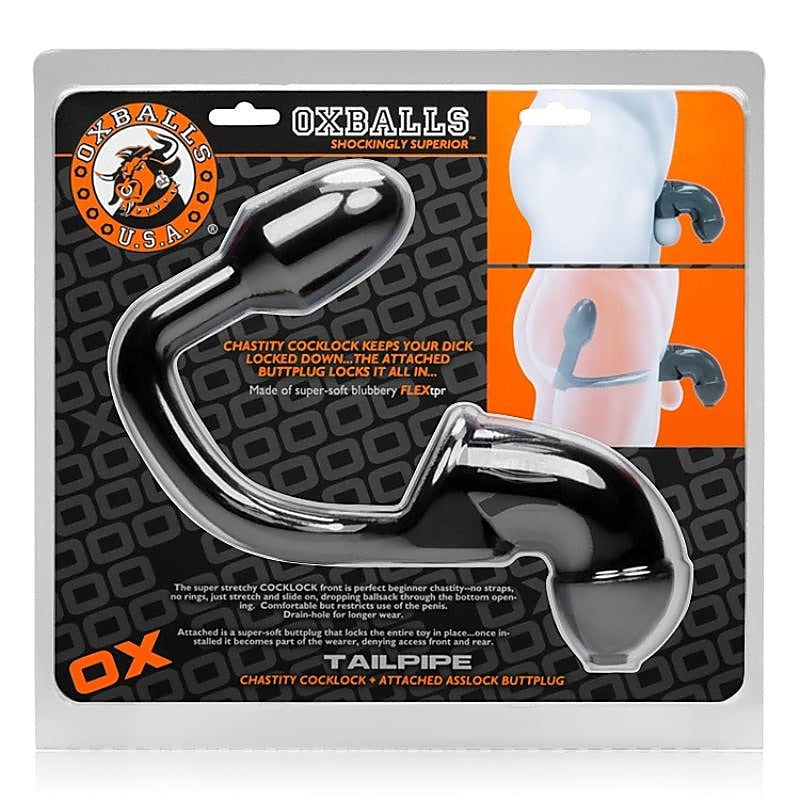 Tailpipe Chastity Cocklock Plus Asslock by Oxballs - Male Chastity
