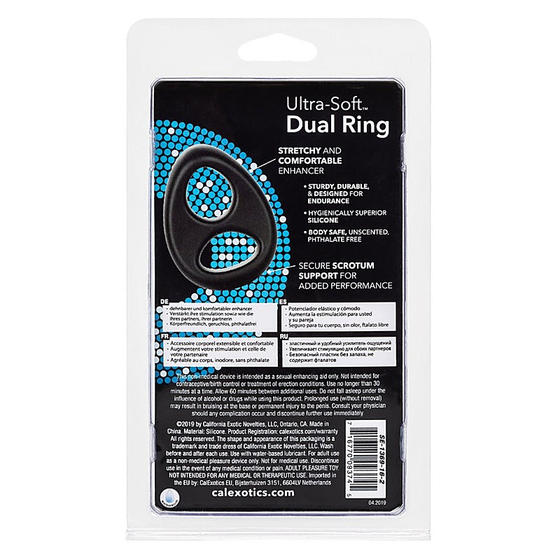 Ultra Soft Stretchy Dual Cock Ring by California Exotics - Stretchy Cock Rings