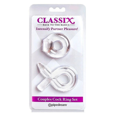 Classix Couples Cock Ring Set Clear by Pipedream Products - Ball and Cock Toys