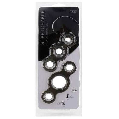Stretchable Cock Ring Set Smoke by Seven Creations - Cock Ring Sets