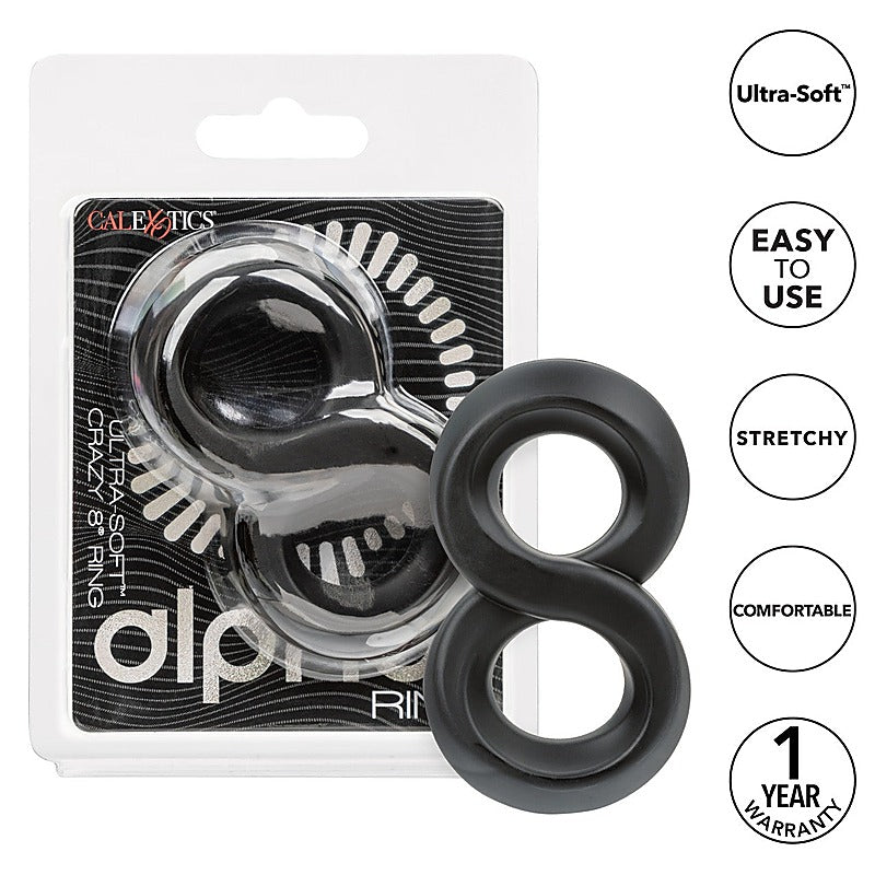 Premium Alpha Ultra-Soft Crazy 8 Mens Cock Ring - Stretchy Cock Rings