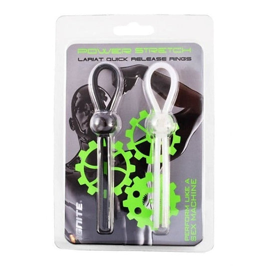 Silicone Lasso Cock rings Black and White - Stretchy Cock Rings