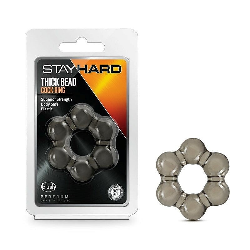 Stay Hard Thick Bead Cock Ring Black - Cock Rings