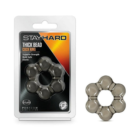Stay Hard Thick Bead Cock Ring Black - Cock Rings