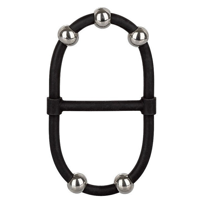 Steel Beaded Dual Silicone Maximizer Cock Ring - Stretchy Cock Rings