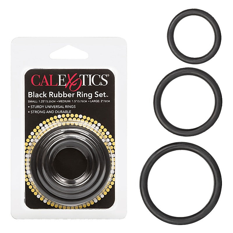 CalExotics 3 Piece Stretchy Rubber Cock Ring Set - Stretchy Cock Rings