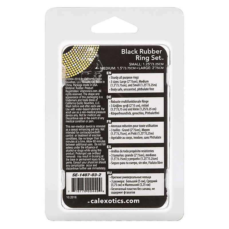 CalExotics 3 Piece Stretchy Rubber Cock Ring Set - Stretchy Cock Rings
