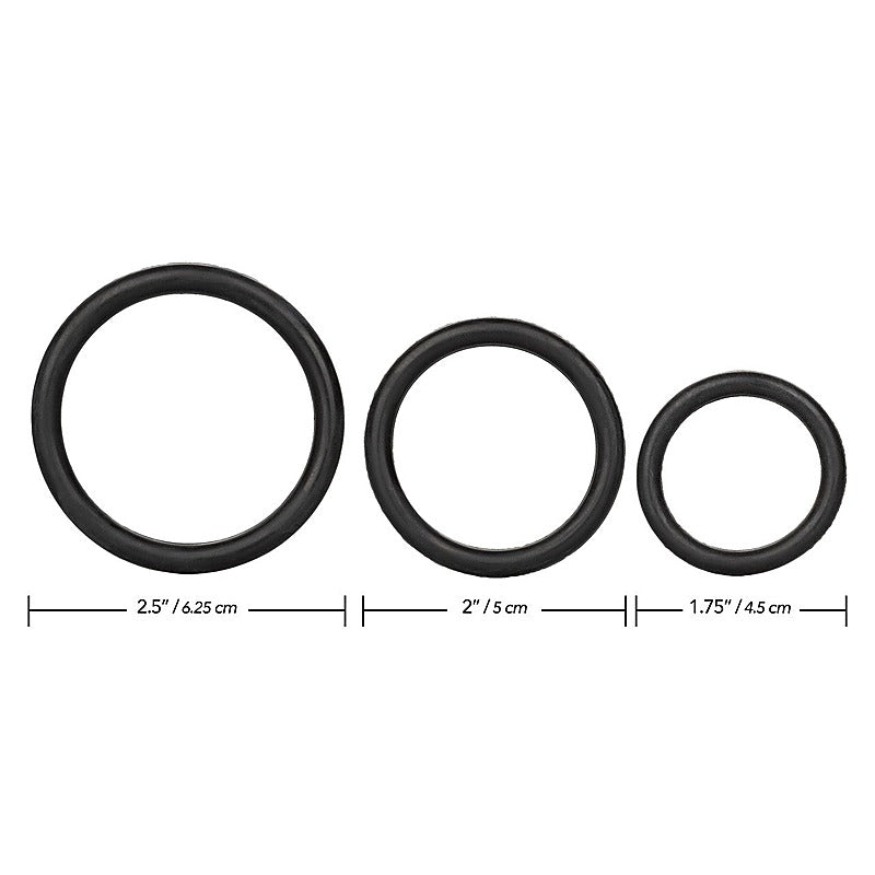 CalExotics 3 Piece Stretchy Rubber Cock Ring Set - Stretchy Cock Rings
