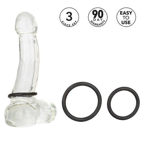 CalExotics 3 Piece Stretchy Rubber Cock Ring Set - Stretchy Cock Rings