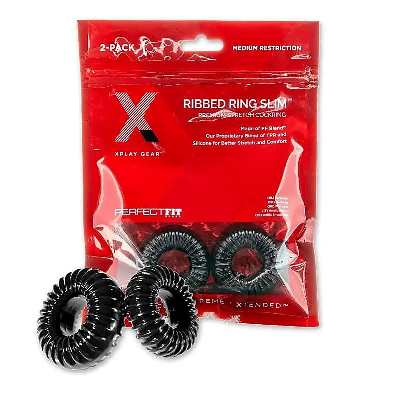 Xplay Ribbed Ring Slim Pack by Perfect Fit - Cock Rings