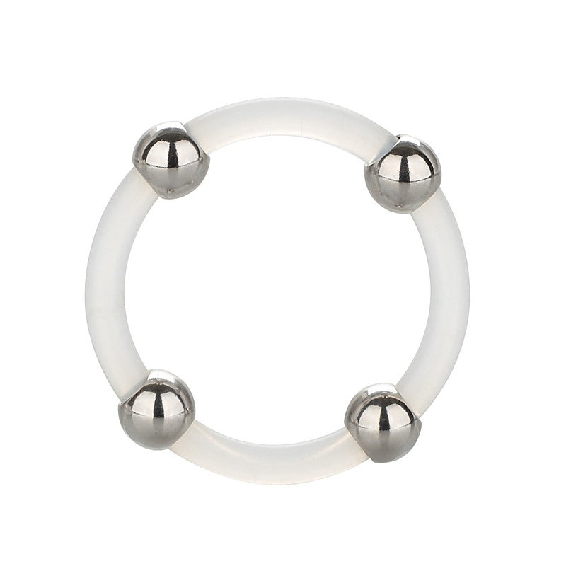 Large Steel Beaded Silicone Cock Ring by California Exotics - Cock Rings