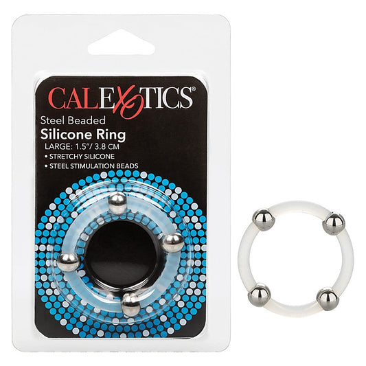California Exotics Large Steel Beaded Silicone Ring - Cock Rings