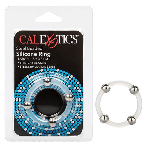 Large Steel Beaded Silicone Cock Ring by California Exotics - Cock Rings