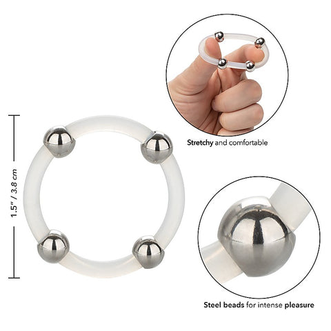 Large Steel Beaded Silicone Cock Ring by California Exotics - Cock Rings