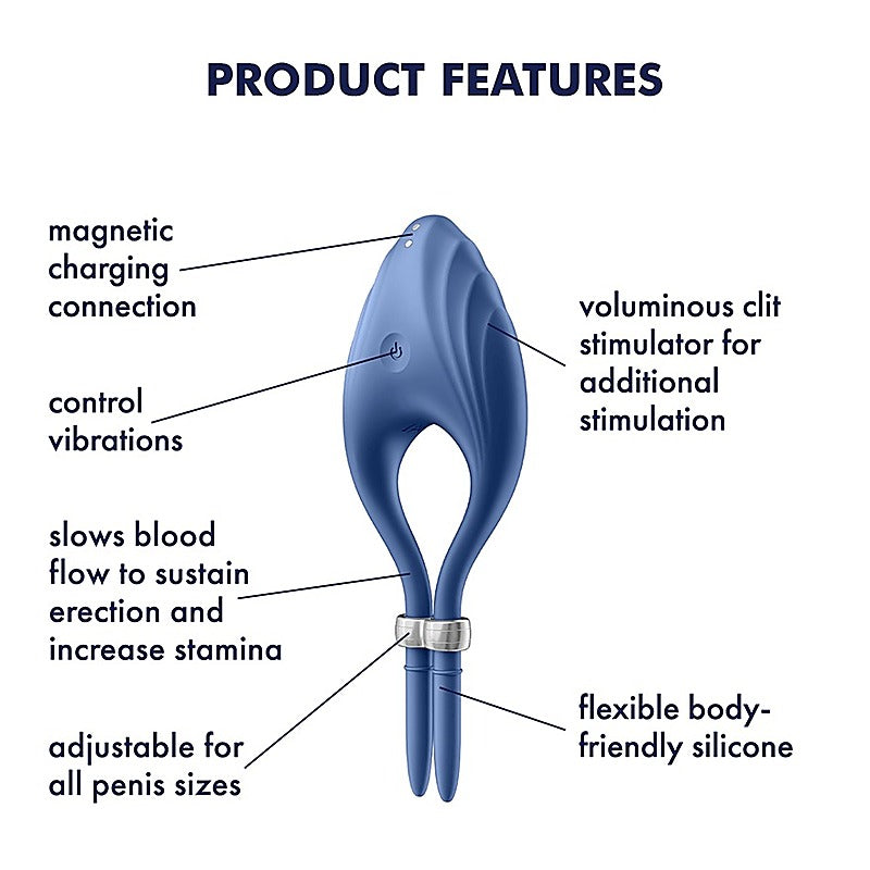 Satisfyer Duelist Silicone Vibrating Mens Cock Ring - Ball and Cock Toys