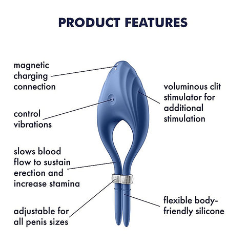 Satisfyer Duelist Silicone Vibrating Mens Cock Ring - Ball and Cock Toys