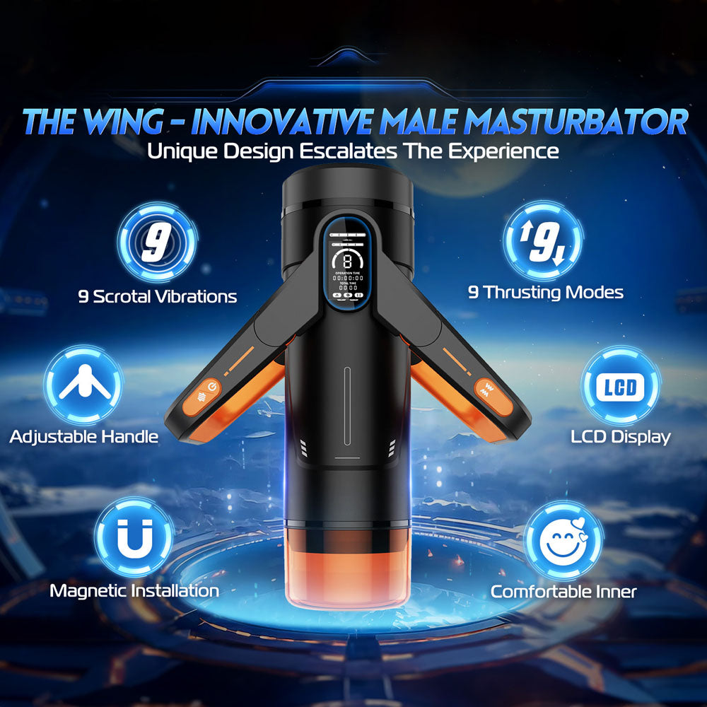 CyberSkin The Wing Thrusting Male Masturbator With Heater Black Masturbators and Strokers