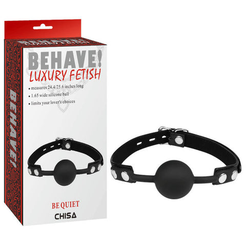 Behave Be Quiet Fully Adjustable Bondage Gag Black - Bondage Gags and Bits