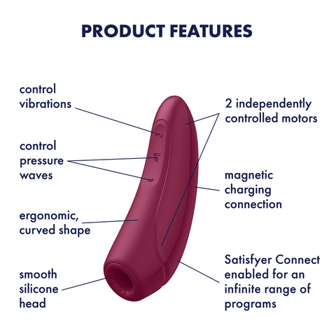 Satisfyer Curvy 1+ App Controlled Air Pulse Vibrating Clitoral Massager - Clit Ticklers and Pulsators