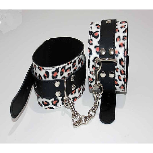 Leopard Print Leather Ankle Restraints