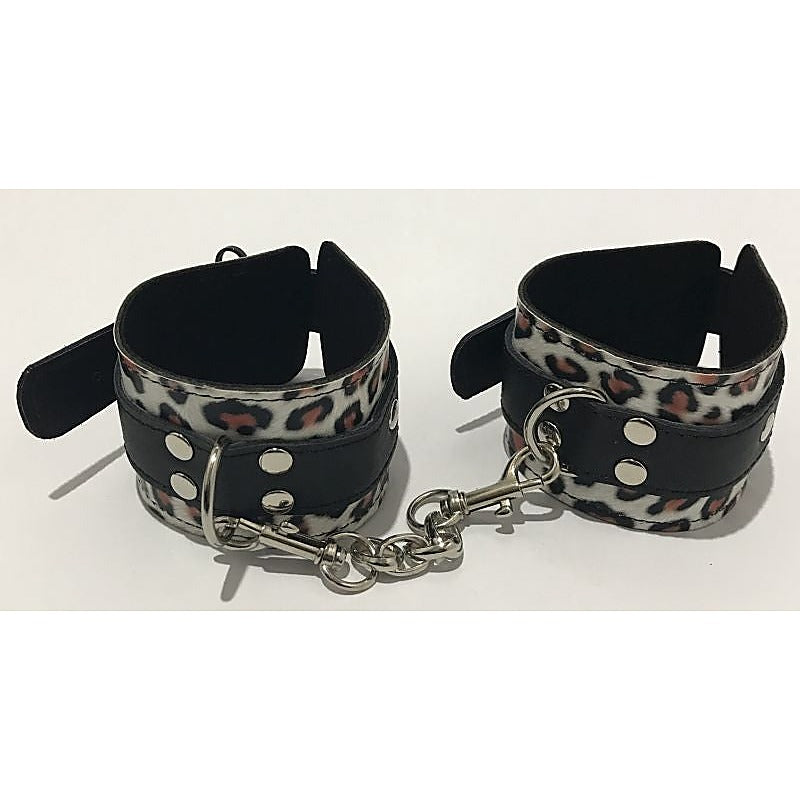 Hell's Couture Wild Leopard Print Wrist Cuffs - Unleash Your Inner Feline - Cuffs and Restraints