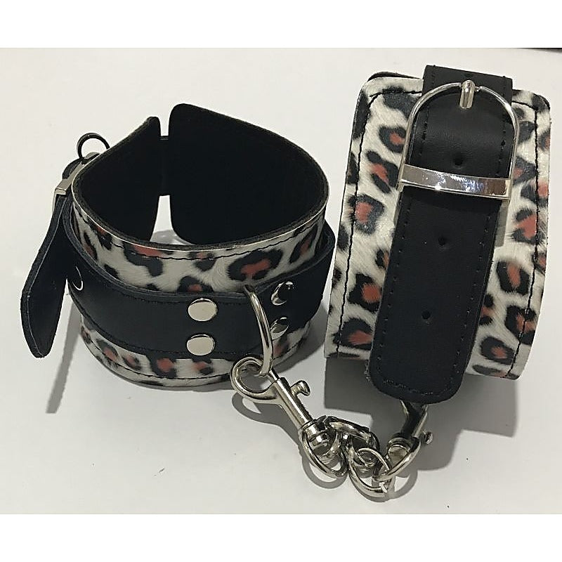 Hell's Couture Wild Leopard Print Wrist Cuffs - Unleash Your Inner Feline - Cuffs and Restraints