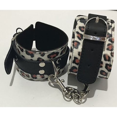 Hell's Couture Wild Leopard Print Wrist Cuffs - Unleash Your Inner Feline - Cuffs and Restraints