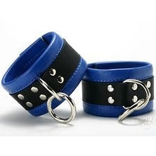 Leather Wrist Restraints in Blue