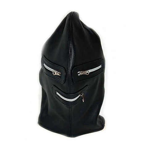 Zip It Leather BDSM Hood - Bondage Hoods