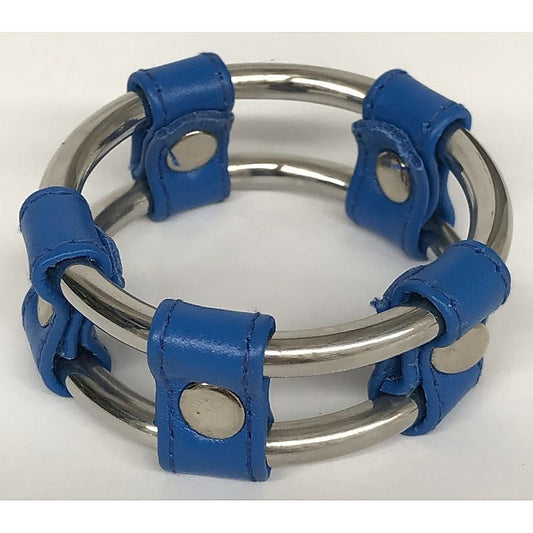 Plain Tube Steel Double Cock Ring Blue - Cock Rings