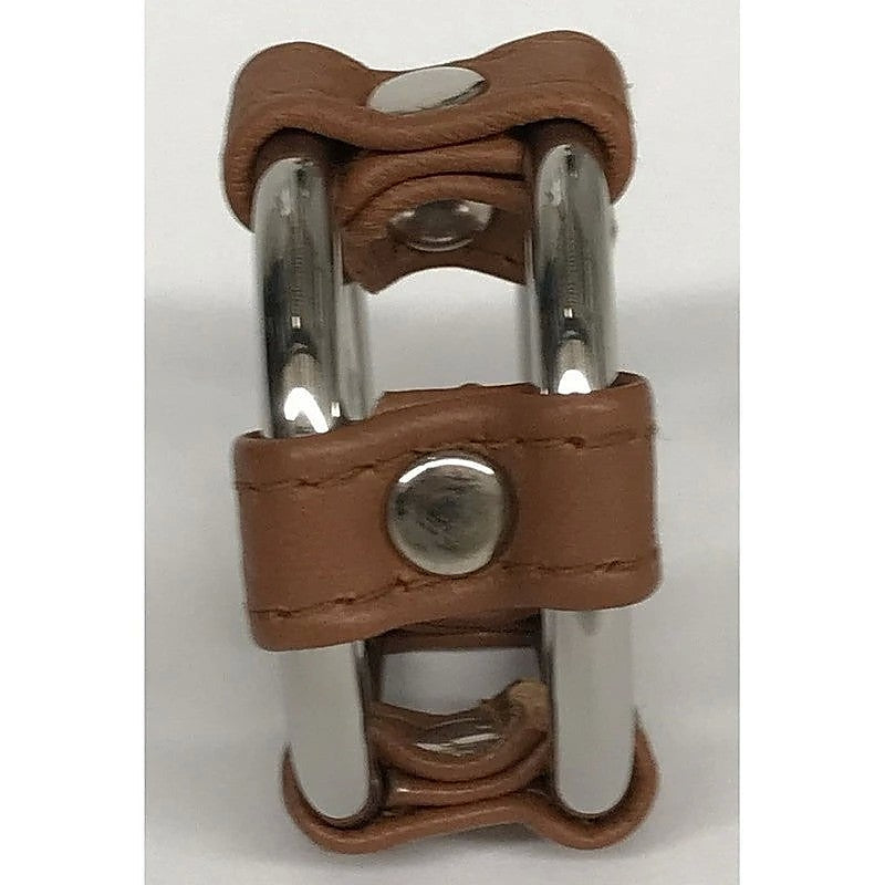 Plain Tube Steel Double Cock Ring Brown - Cock Rings