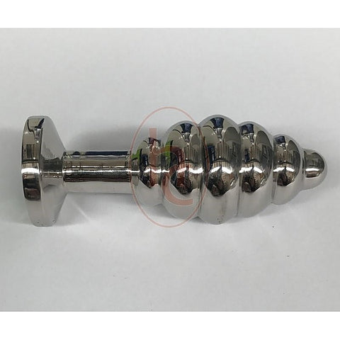 Ribbed Jewelled Butt Plug Large Amethyst by Hell's Couture - Steel Sex Toys