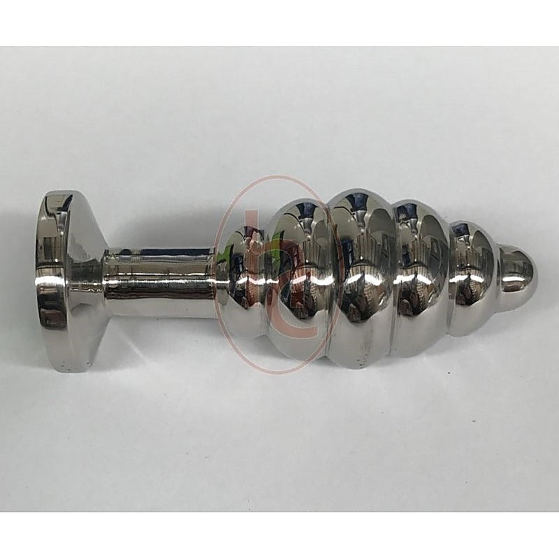 Ribbed Jewelled Butt Plug Large Smoke by Hell's Couture - Steel Sex Toys