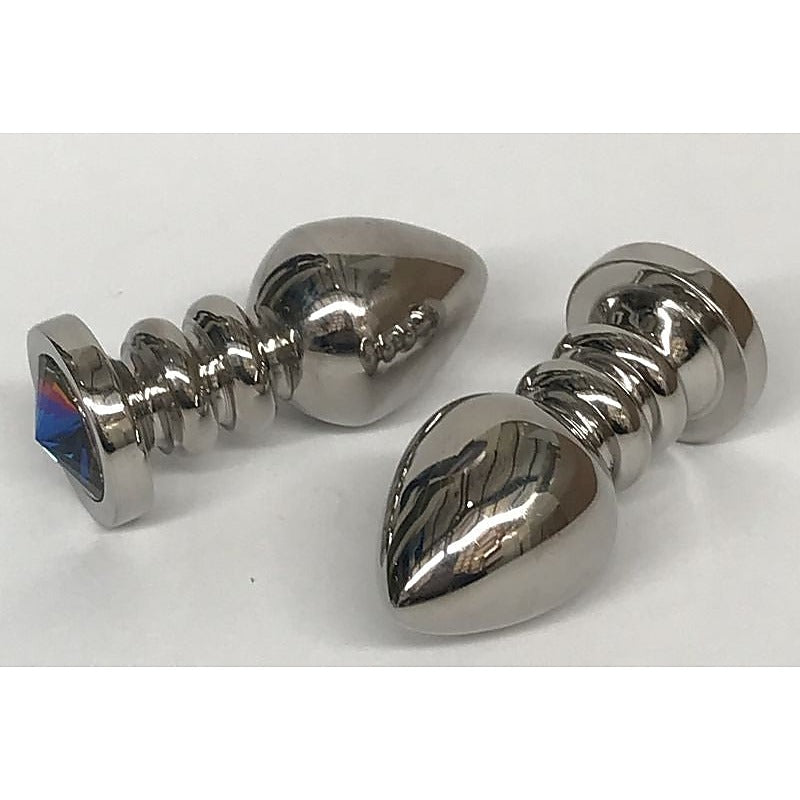 Ribbler Metal Jeweled Medium Butt Plug Green - Steel Sex Toys