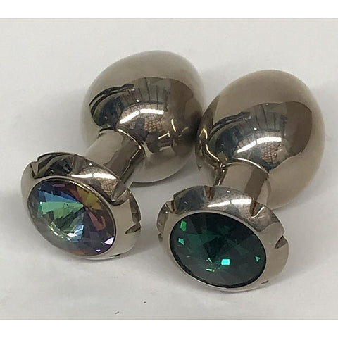 Jewelled Lotus Small Metal Butt Plug Emerald - Steel Sex Toys