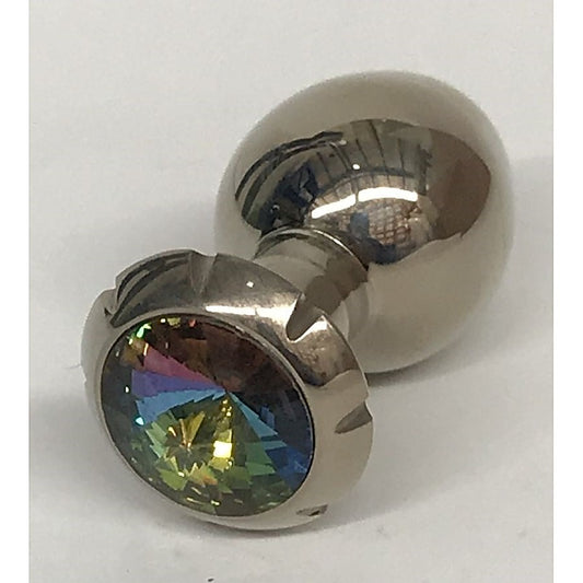 Jewelled Lotus Metal Butt Plug Small Rainbow - Steel Sex Toys