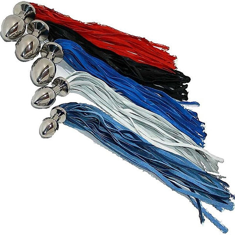 Butt Plug With Leather Whip Large Navy - Steel Sex Toys