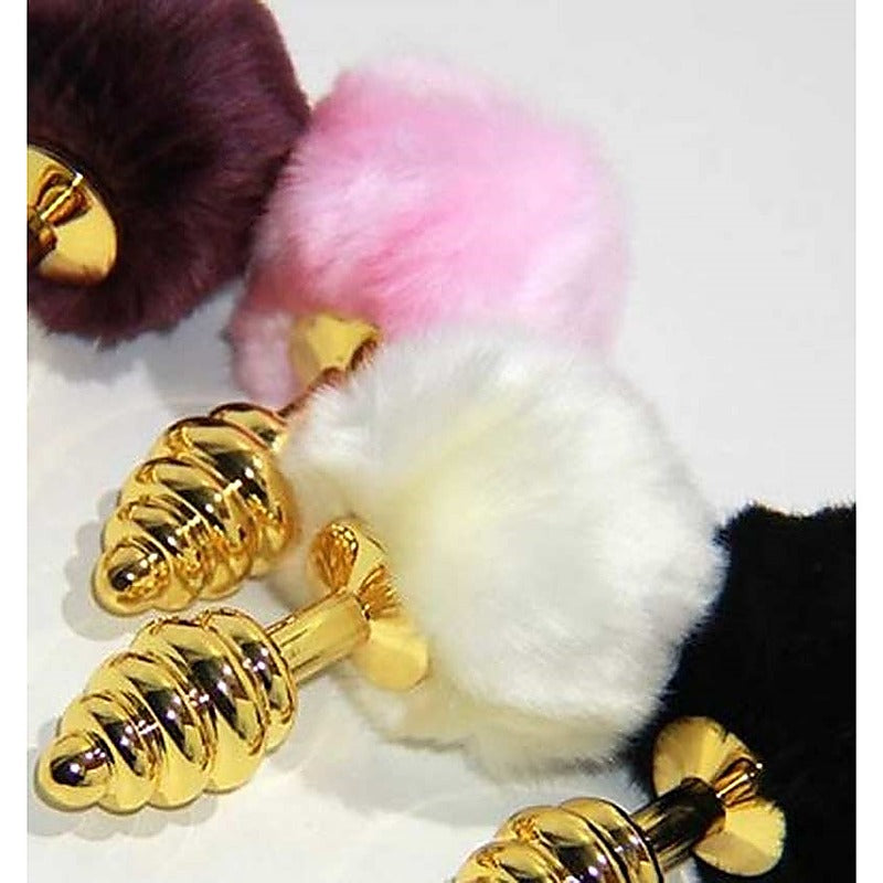 Scuttle Butt Ribbed Butt Plug in Gold - Steel Sex Toys
