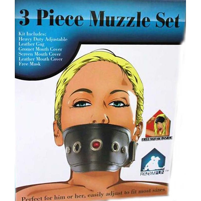 Kinky Muzzle Set Mask & Mouth Gag - Bondage Gags and Bits