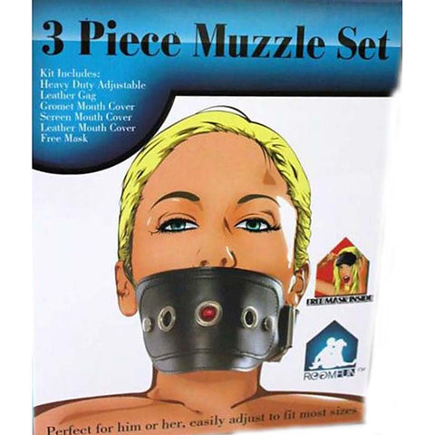 Kinky Muzzle Set Mask & Mouth Gag - Bondage Gags and Bits