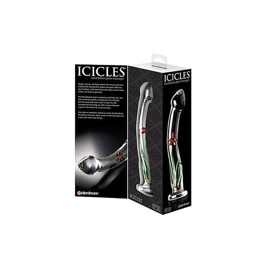Pipedream Icicles No 21 Hand Blow Curve Glass Dildo - Glass Sex Toys